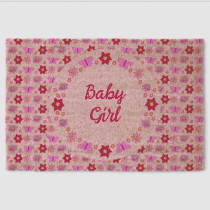 Pink Baby Girl Butterflies and Flowers Custom Fiber Doormat