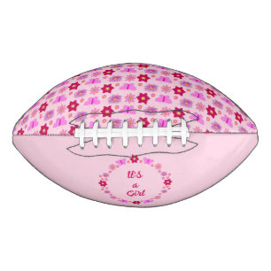 Pink Baby Girl Butterflies and Flowers Custom Football