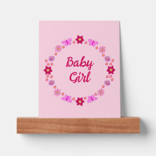 Pink Baby Girl Butterflies and Flowers Custom Picture Ledge