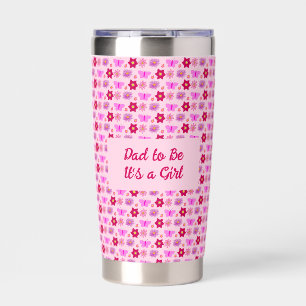 Pink Baby Girl Butterflies and Flowers Patterned Insulated Tumbler
