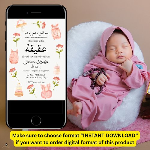 Pink Baby Girl Clothing Aqiqah Aqeeqa Muslim