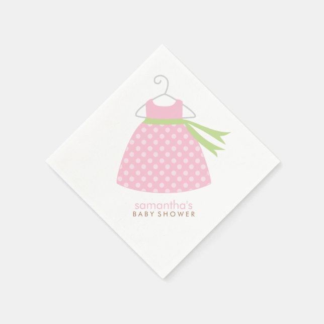 Pink Baby Girl Dress Baby Shower Napkins (Corner)