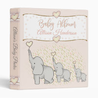 Pink Baby Girl  Elephant Photo Album 3 Ring Binder