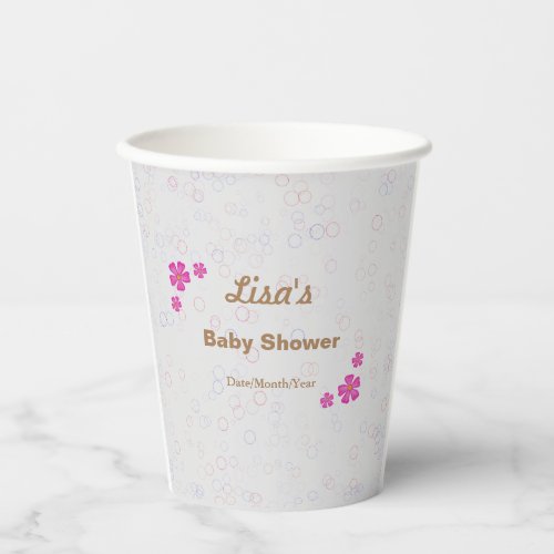 Pink Baby Girl flowers Baby shower Paper Cups
