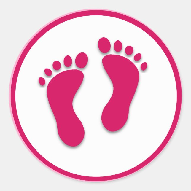 Pink Baby Girl Foot Prints Classic Round Sticker (Front)