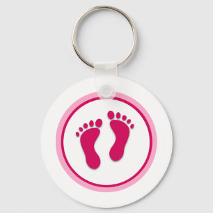 Pink Baby Girl Foot Prints Keychain