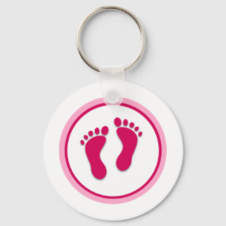 Pink Baby Girl Foot Prints Keychain