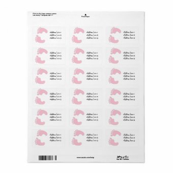 Pink Baby Girl Footprints Address Label | Zazzle