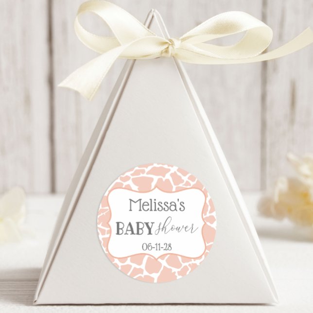 Pink Baby Girl Giraffe Classic Round Sticker (Creator Uploaded)