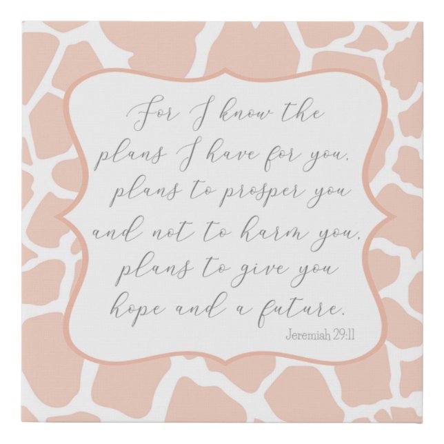 Pink Baby Girl Giraffe Jeremiah 2911 Faux Canvas Print (Front)