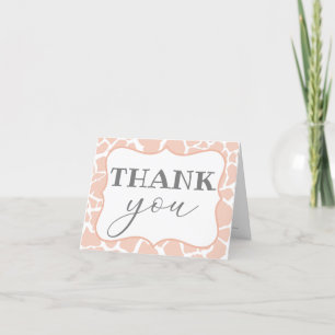 Pink Baby Girl Giraffe Letterpress Thank You Card
