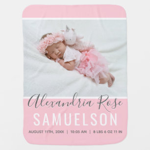 Pink Baby Girl NAME Birth Date Stats   PHOTO Baby  Blanket