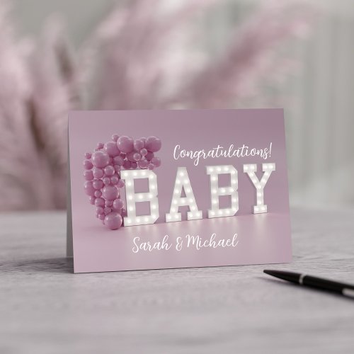 Pink Baby Girl New Parents Congratulations Card