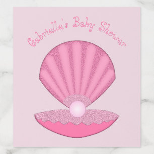 Pink Baby Girl Oyster shell and Pearl Baby Shower Envelope Liner