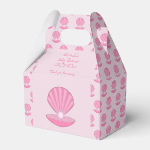 Pink Baby Girl Oyster shell and Pearl Baby Shower Favor Boxes