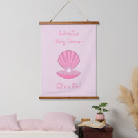 Pink Baby Girl Oyster shell and Pearl Baby Shower