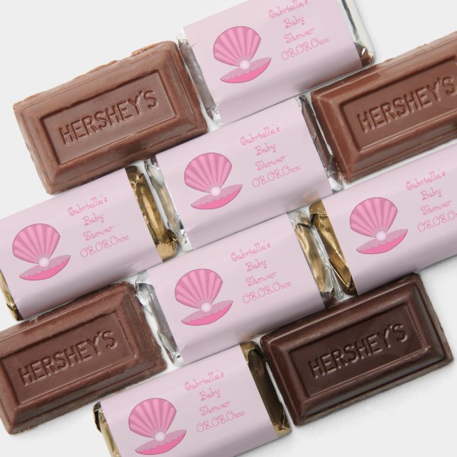 Pink Baby Girl Oyster shell and Pearl Baby Shower Hershey's Miniatures (Assorted)