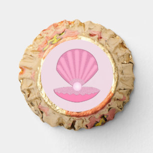 Pink Baby Girl Oyster shell and Pearl Baby Shower Reese's Peanut Butter Cups