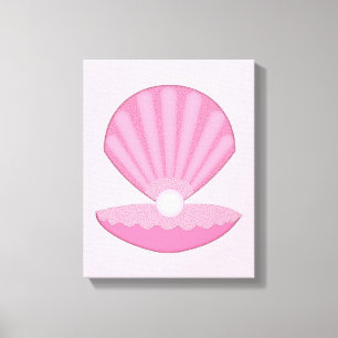 Pink Baby Girl Oyster shell and Pearl Canvas Print