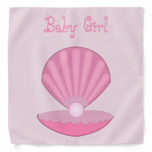 Pink Baby Girl Oyster shell and Pearl Custom Bandana