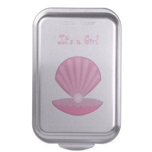 Pink Baby Girl Oyster shell and Pearl Custom Cake Pan
