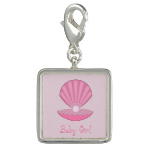 Pink Baby Girl Oyster shell and Pearl Custom Charm