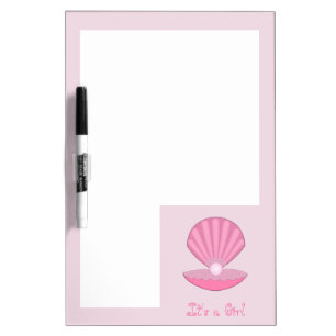 Pink Baby Girl Oyster shell and Pearl Custom Dry Erase Board