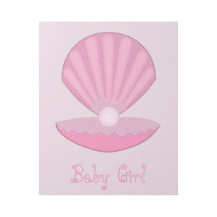 Pink Baby Girl Oyster shell and Pearl Custom Gallery Wrap
