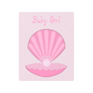 Pink Baby Girl Oyster shell and Pearl Custom Metal Print