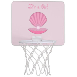 Pink Baby Girl Oyster shell and Pearl Custom Mini Basketball Hoop