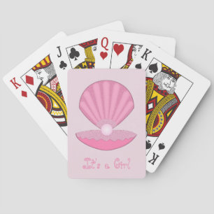 Pink Baby Girl Oyster shell and Pearl Custom Poker Cards