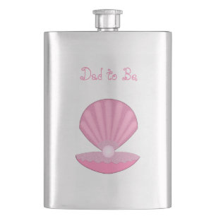 Pink Baby Girl Oyster shell and Pearl Dad to Be Flask