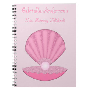 Pink Baby Girl Oyster shell and Pearl New Mom Notebook