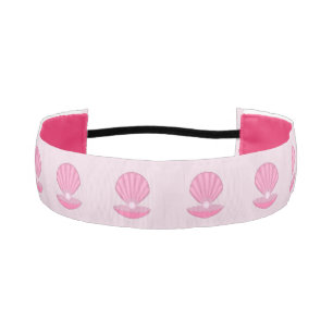 Pink Baby Girl Oyster shell and Pearl Patterned Athletic Headband