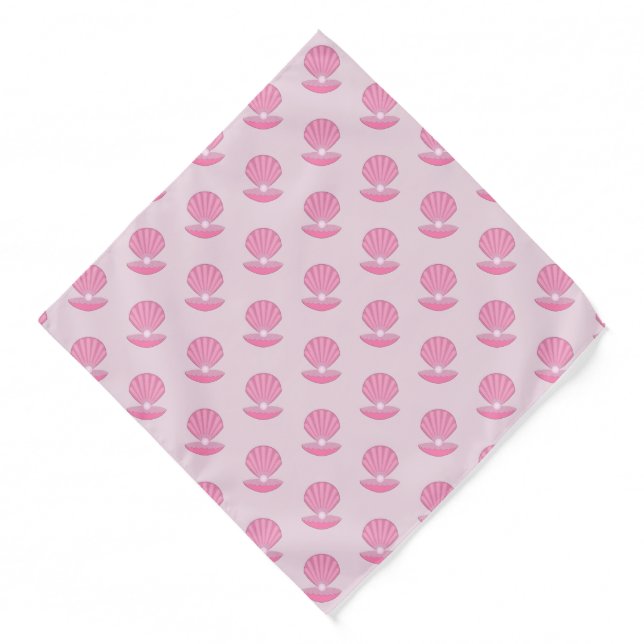Pink Baby Girl Oyster shell and Pearl Patterned Bandana (Front)