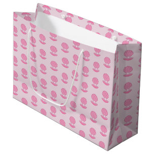 Pink Baby Girl Oyster shell and Pearl Patterned Large Gift Bag