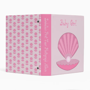Pink Baby Girl Oyster shell and Pearl Photo Album Mini Binder