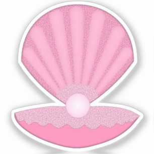 Pink Baby Girl Oyster shell and Pearl Sticker