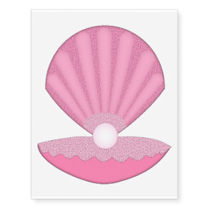 Pink Baby Girl Oyster shell and Pearl Temporary Tattoos