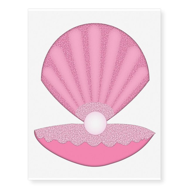 Pink Baby Girl Oyster shell and Pearl Temporary Tattoos (Front)