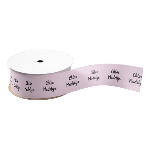 Pink Baby Girl Pale Pastel with Two Script Names Grosgrain Ribbon
