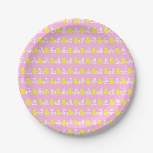 Pink Baby Girl Paper Plates (Front)