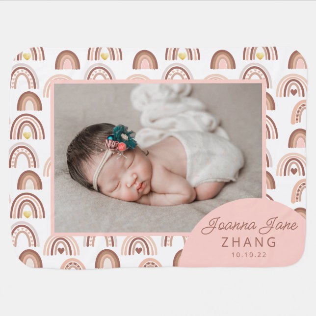 Pink Baby Girl Photo Blanket (Horizontal)