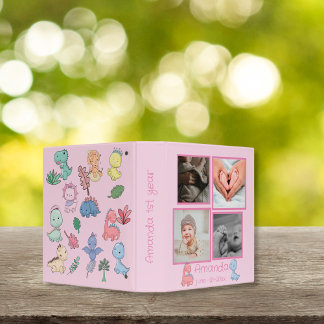 pink Baby girl Photo Collage Album 3 Ring Binder