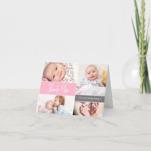 Pink Baby Girl Photo collage Birth Announcement