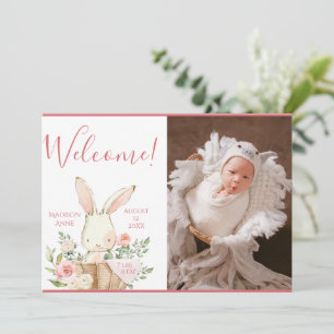 Pink Baby Girl Photo Script Birth Announcement