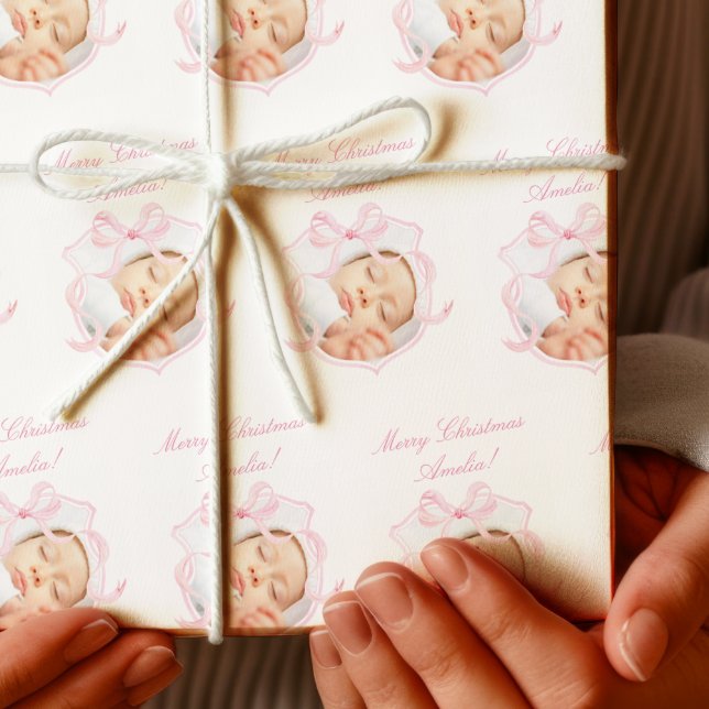 Pink Baby Girl Photo Wrapping Paper (Creator Uploaded)