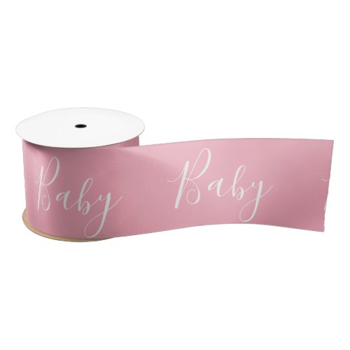 Pink Baby Girl Script Elegant Baby Shower Satin Ri Satin Ribbon