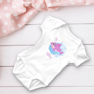 Pink Baby Girl Shark Baby Bodysuit