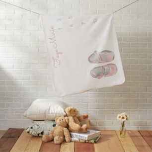 Pink Baby Girl Shoes Month Milestone Blanket